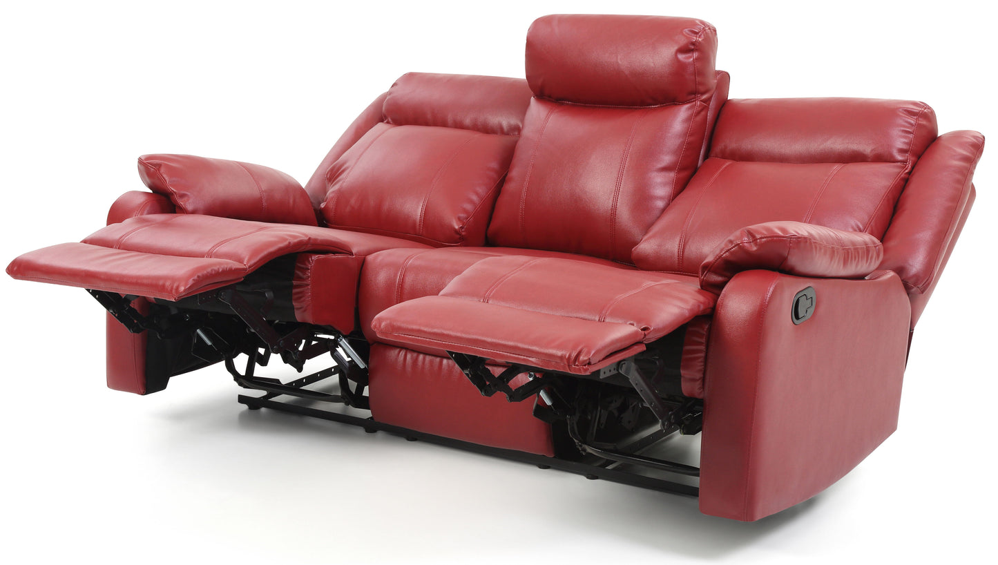 Stylish Contemporary Reclining Sofa - Red