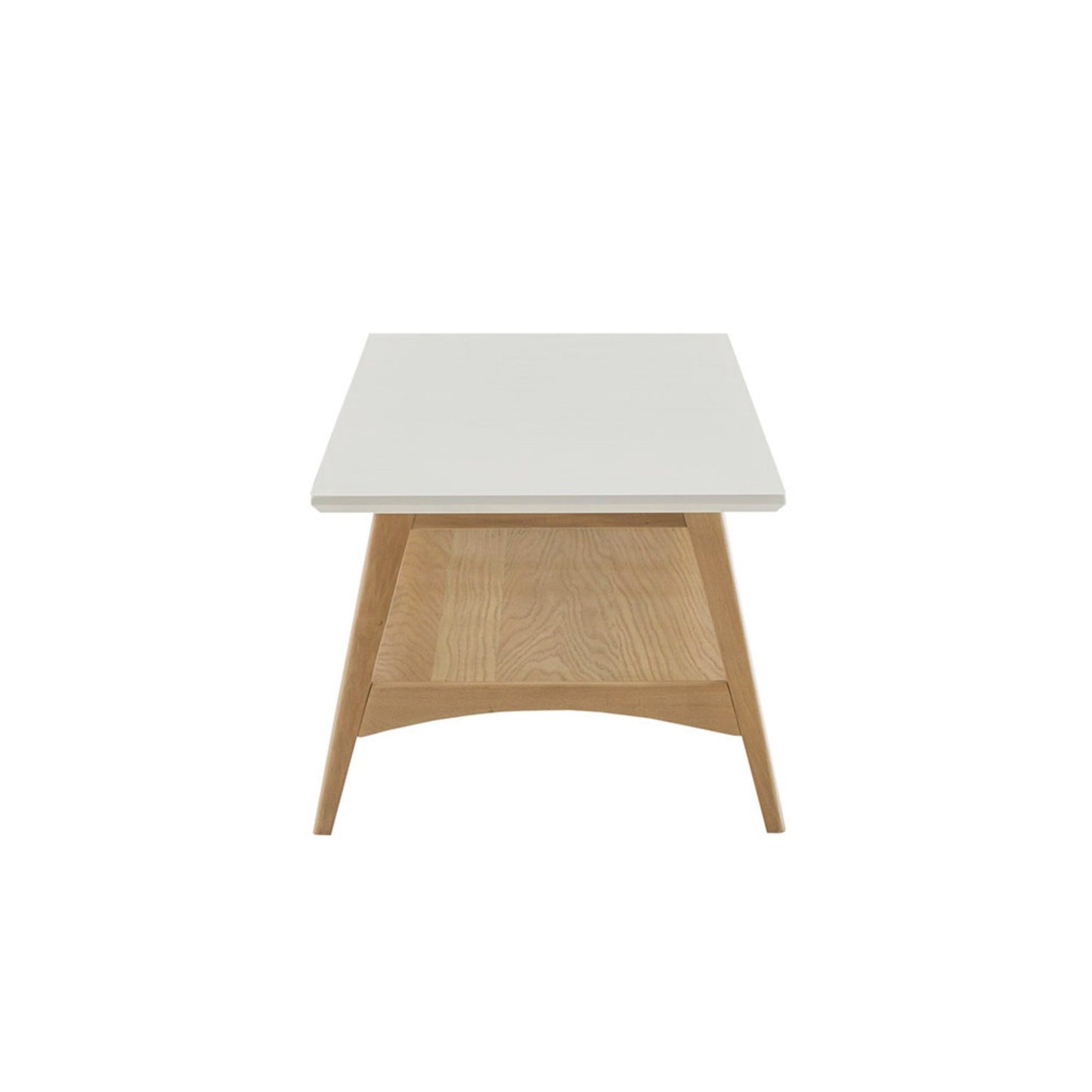 Modern Coffee Table With Extra Storage Manufactured Wood Top Solid Wood Frame - Off White / Natural