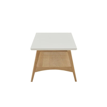 Modern Coffee Table With Extra Storage Manufactured Wood Top Solid Wood Frame - Off White / Natural