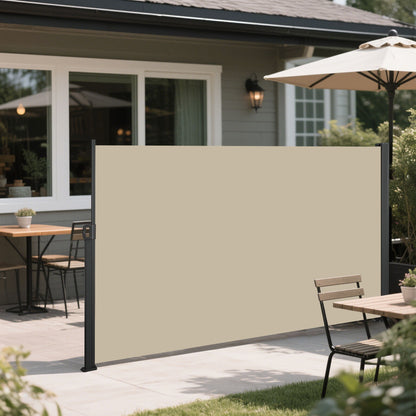 Retractable Side Awning Waterproof And UV Resistant Privacy Screen For Patio Balcony Garden Polyester With Frame - Beige