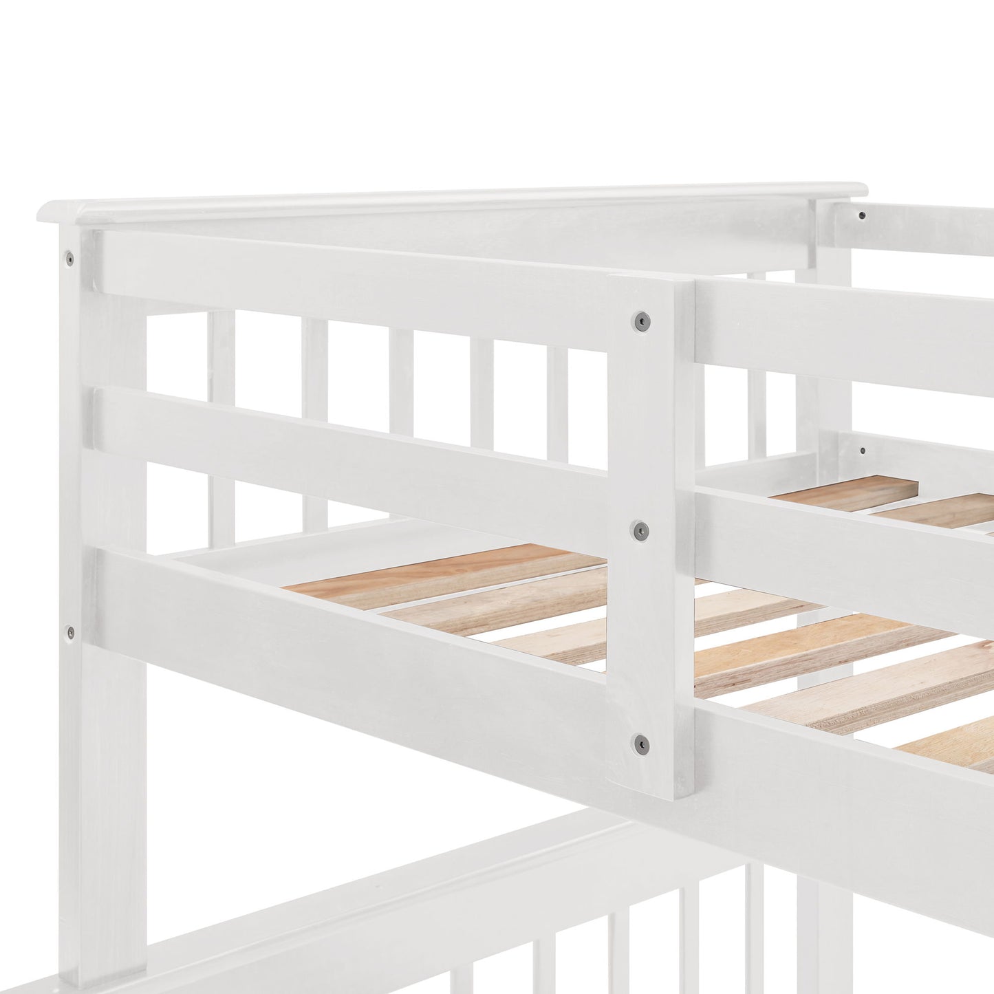 Twin Over Full Stairway Bunk Bed With Drawer, Storage And Guard Rail For Bedroom - White