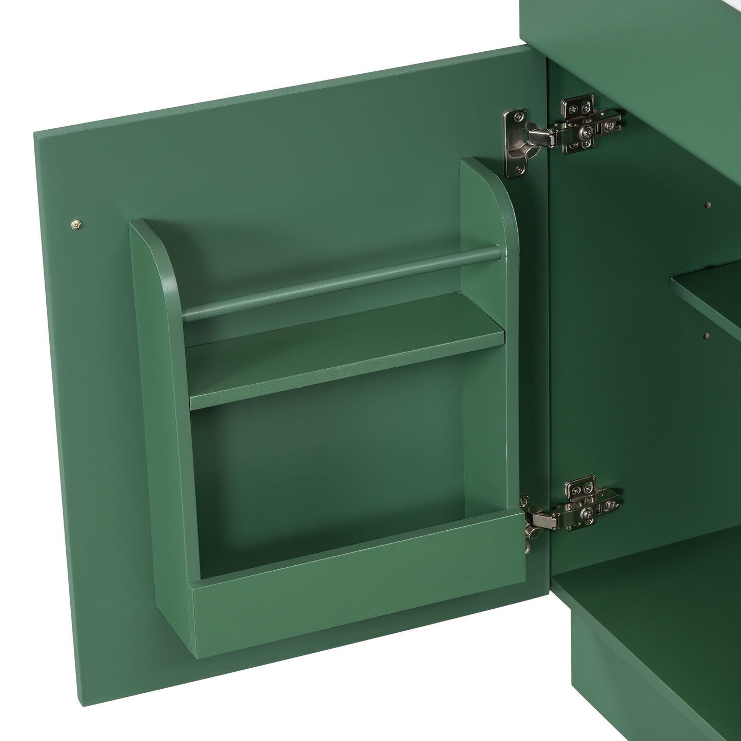 18" Bathroom Vanity With Sink, & Ceramic Cabinet With Adjustable Shelf - Green