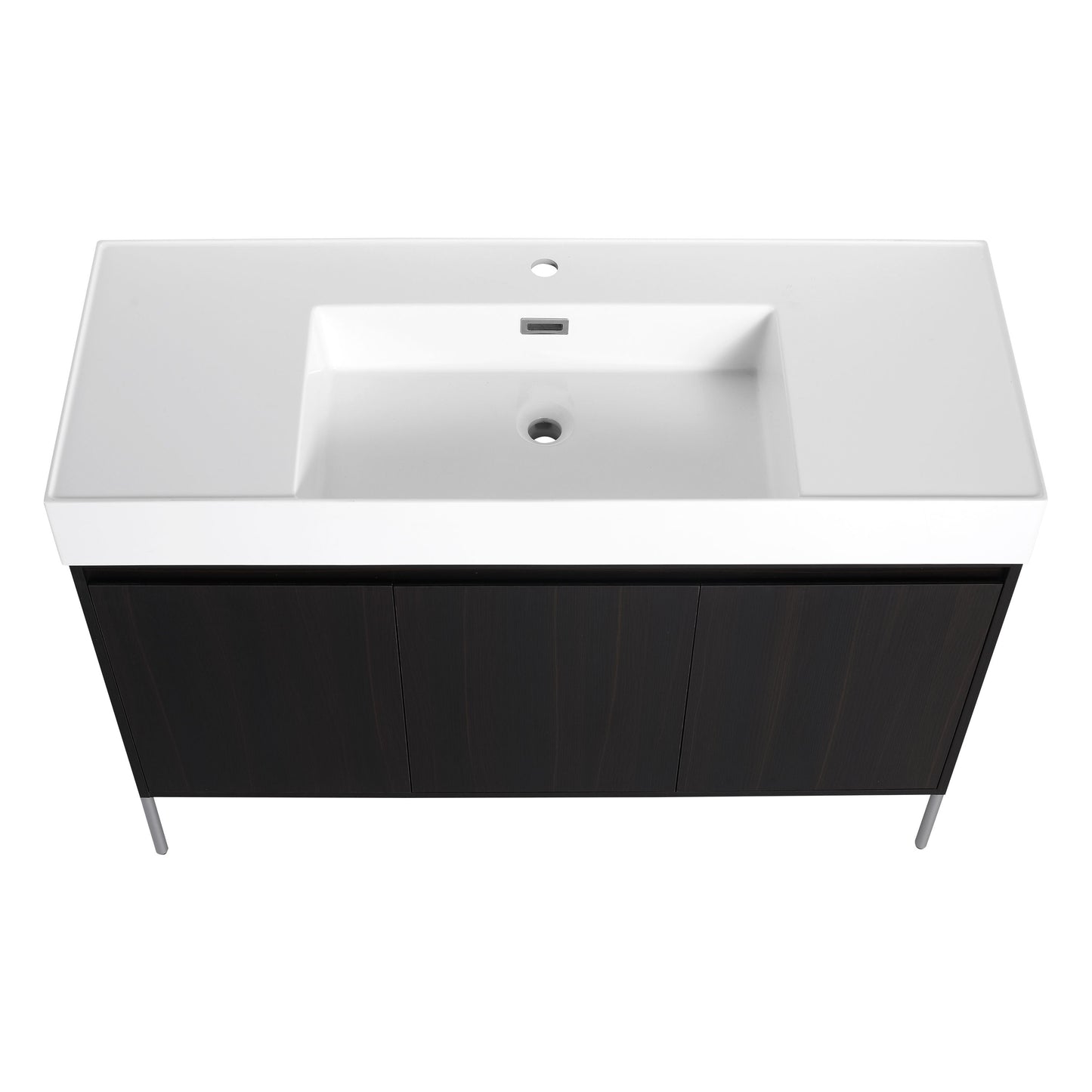 Freestanding Bathroom Vanity With Resin Sink And Storage Cabinet - Dark Oak