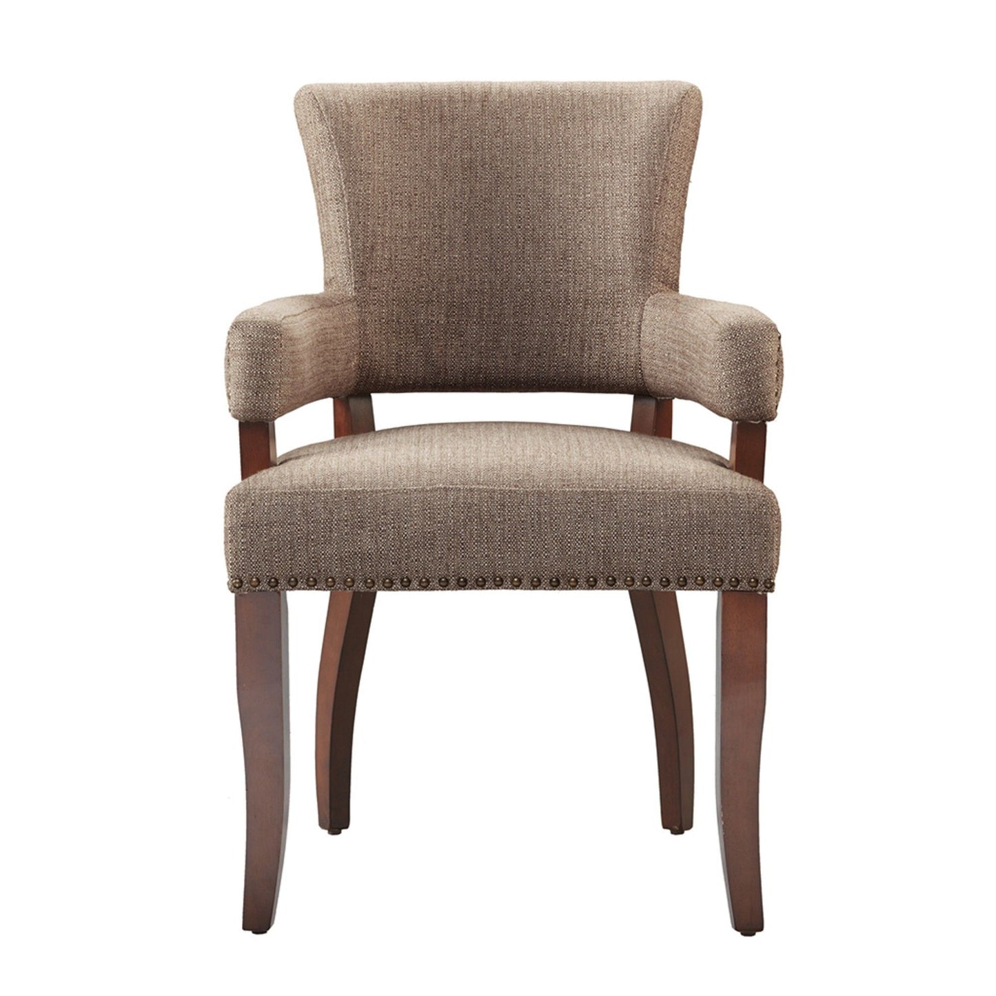 Arm Dining Chair With Nail Head Detailing - Brown / Espresso