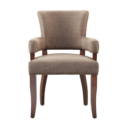 Arm Dining Chair With Nail Head Detailing - Brown / Espresso