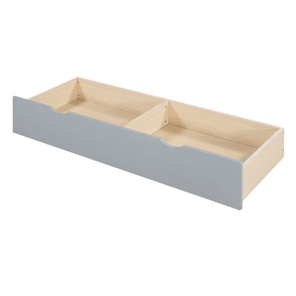 Twin Size House Bed With Sofa, Kids Platform Bed With 2 Drawers And Storage Shelf - Gray