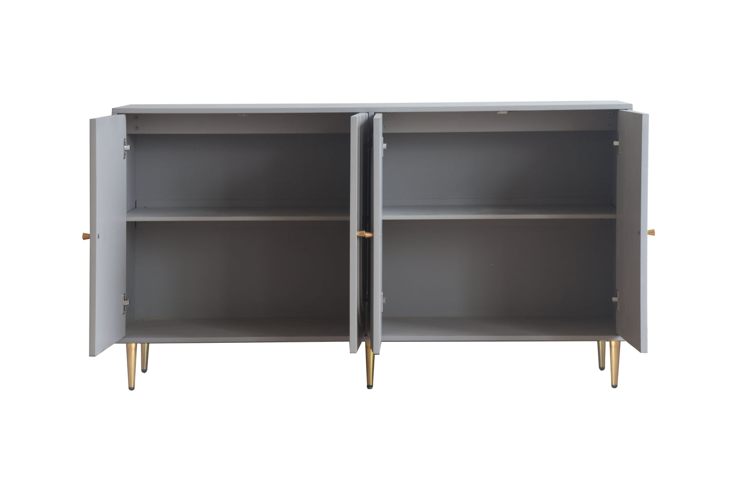 Modern Lacquered 4 Door Wooden Cabinet Sideboard Buffet Server Cabinet Storage Cabinet, For Living Room, Entryway, Hallway, Office, Kitchen And Dining Room - Gray