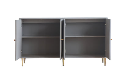 Modern Lacquered 4 Door Wooden Cabinet Sideboard Buffet Server Cabinet Storage Cabinet, For Living Room, Entryway, Hallway, Office, Kitchen And Dining Room - Gray