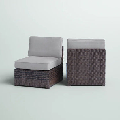 Armless - Patio Chair With Cushions (Set of 2) - Brown