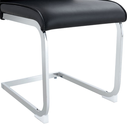 Luxurious And Minimalist Chair Covers, 2 High Elasticity Dining Chairs Metal Arched Legs - Black / Silver