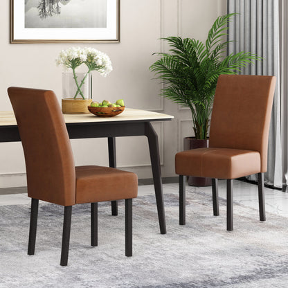 Pertica - Dining Chair With T - Stitch Design (Set of 2) - Light Brown