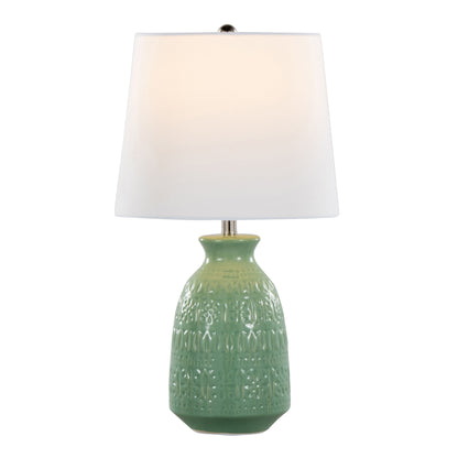 Claudia - Contemporary Lamp (Set of 2) - Sage Green / Polished Nickel / White