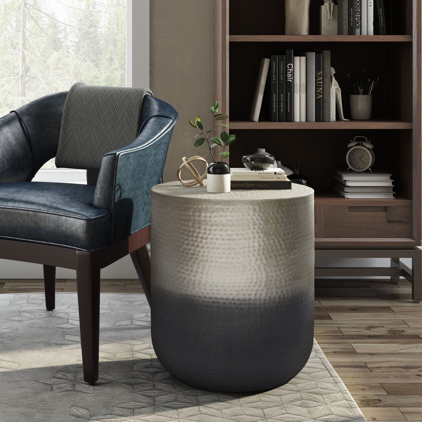 Nova - Metal Side Table - Silver Ombre