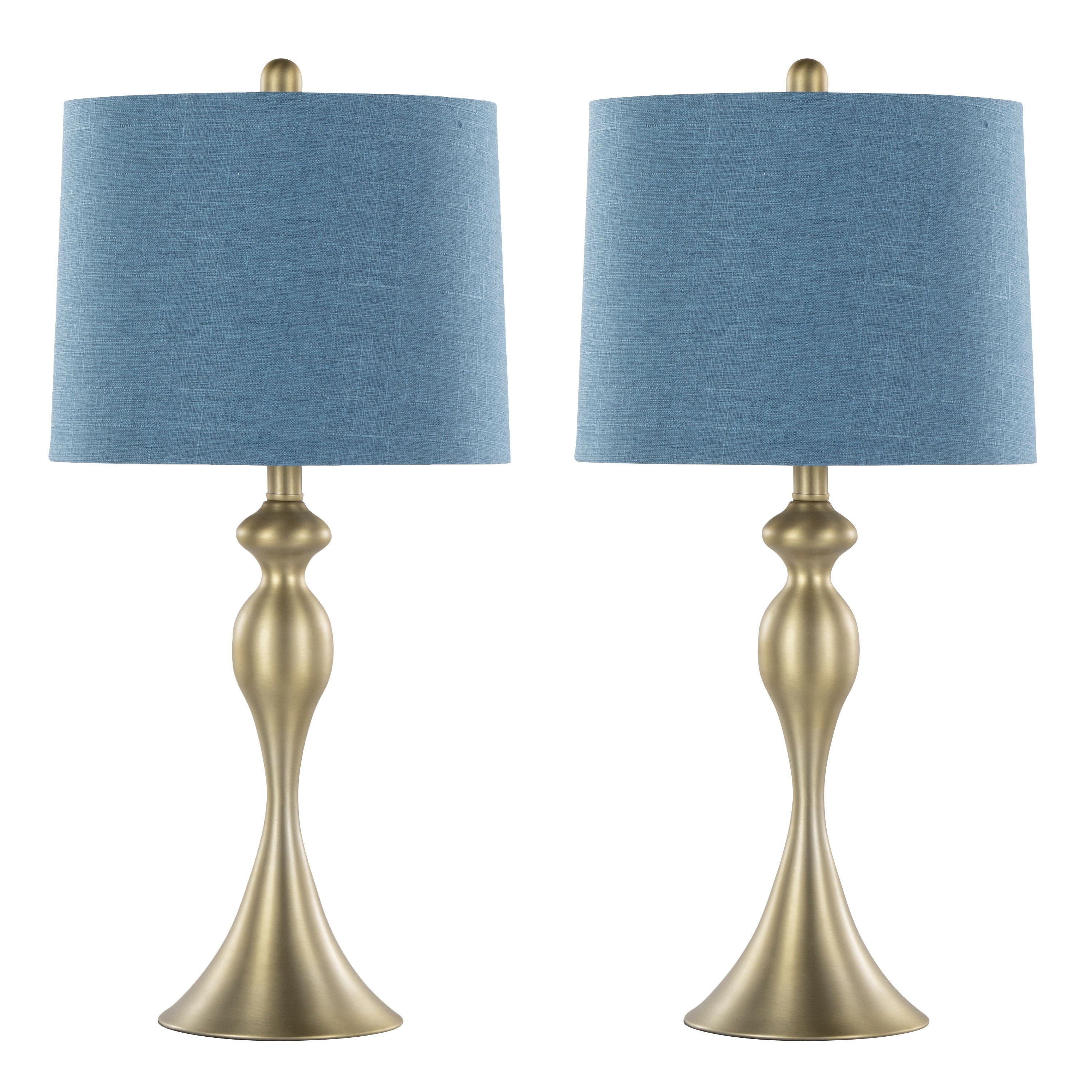 Ashland - Contemporary Table Lamp (Set of 2) - Gold / Moroccan Blue Slub