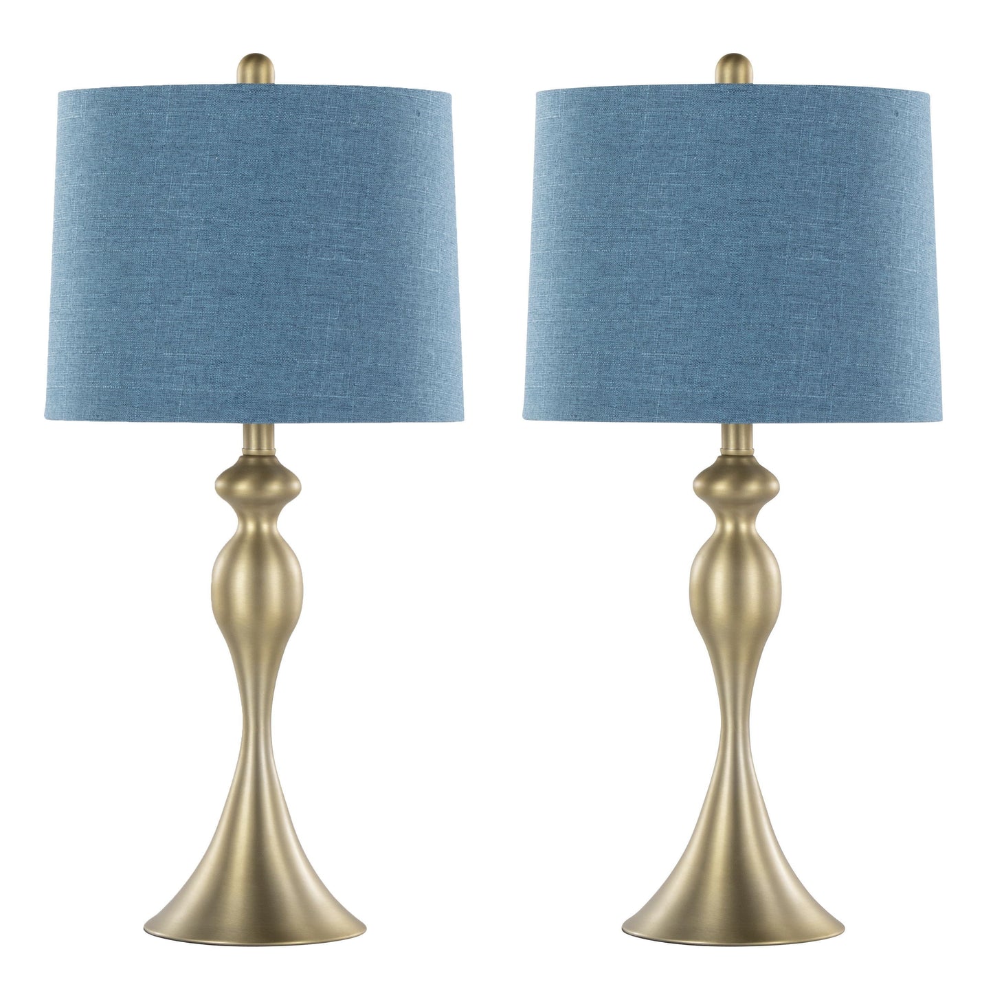 Ashland - Contemporary Table Lamp (Set of 2) - Gold / Moroccan Blue Slub