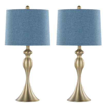 Ashland - Contemporary Table Lamp (Set of 2) - Gold / Moroccan Blue Slub