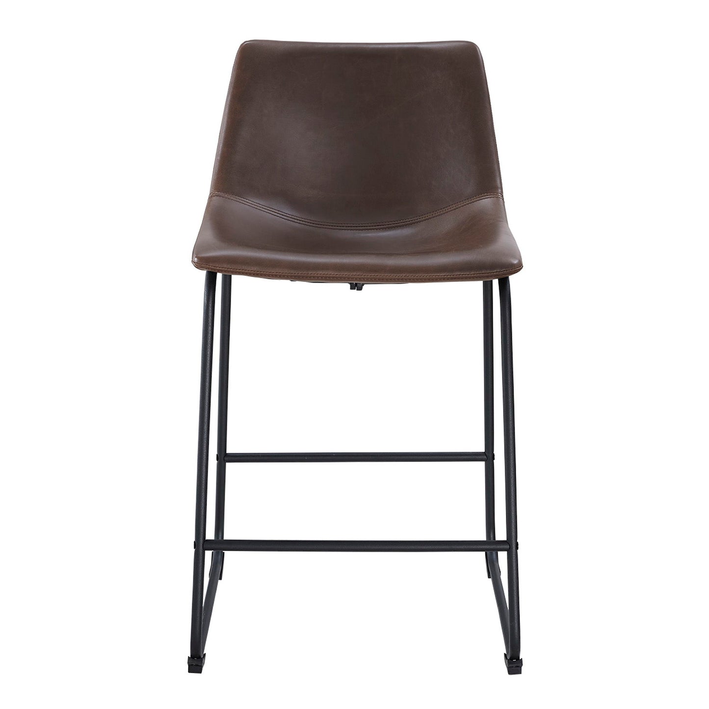 Industrial Faux Leather Counter Stools (Set of 2) - Brown