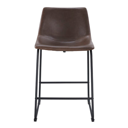 Industrial Faux Leather Counter Stools (Set of 2) - Brown
