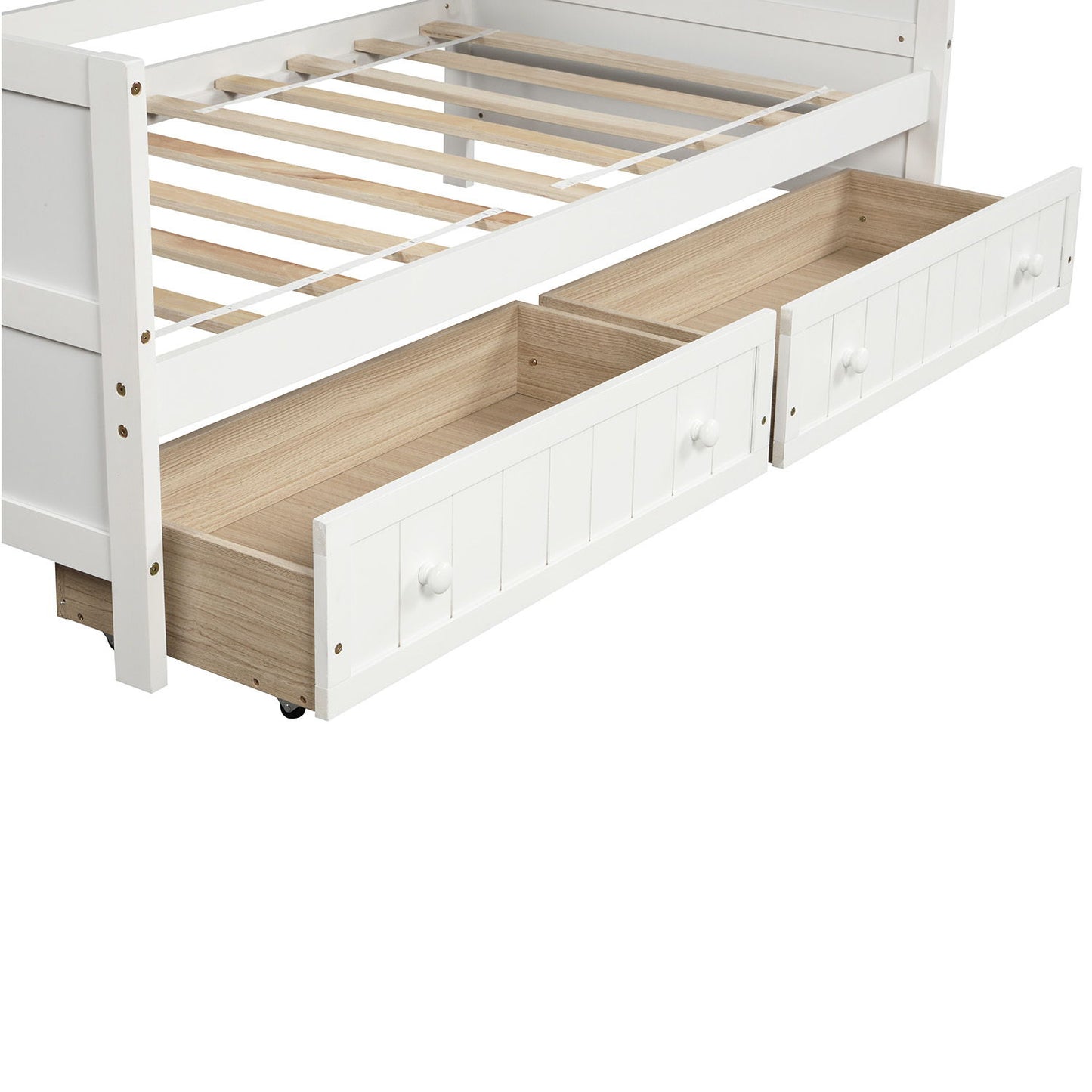 Twin Daybed With 2 Drawers, Sofa Bed For Bedroom Living Room, No Box Spring Needed - White
