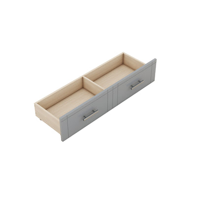 Queen Size Murphy Bed With Shelves, Drawers And USB Ports - Gray