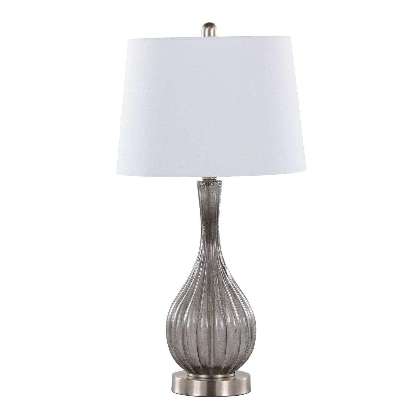 Jenny - Contemporary Table Lamp (Set of 2) - Clear Smokey Crackle / Nickel / White