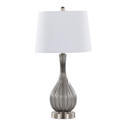 Jenny - Contemporary Table Lamp (Set of 2) - Clear Smokey Crackle / Nickel / White