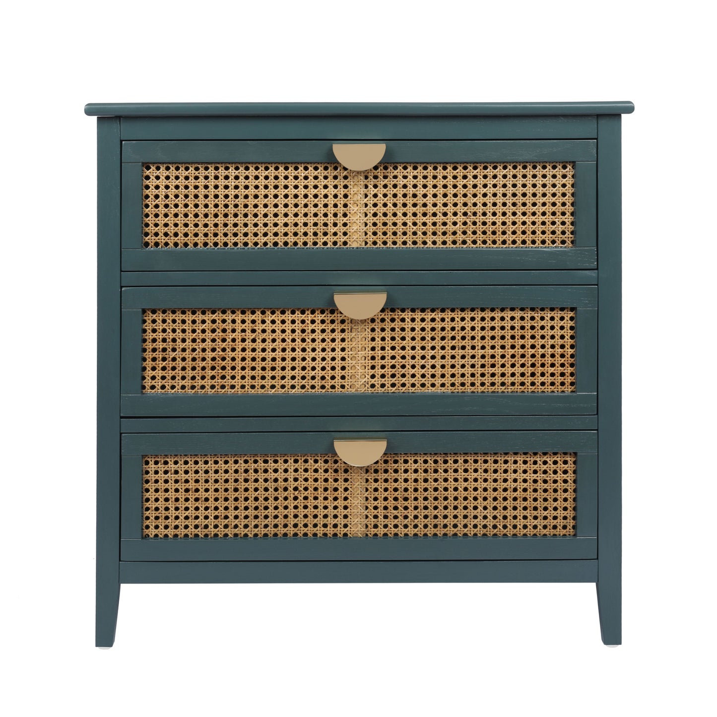 3 Drawer Cabinet - Natural Rattan, Suitable For Bedroom - Green
