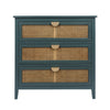 3 Drawer Cabinet - Natural Rattan, Suitable For Bedroom - Green