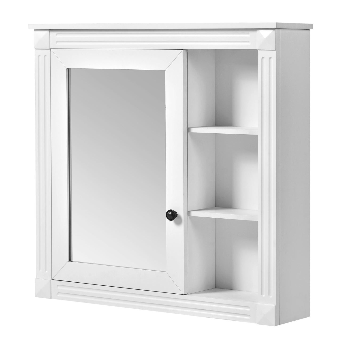 Bathroom Medicine Cabinet With Mirror, Wall Mounted Mirror Cabinet With Storage Organizer, Over The Toilet Storage White Storage Cabinet For Bathroom - White