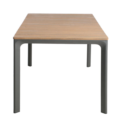 Eucalyptus Wood Topped Patio Dining Table With Aluminum Frame - Gray