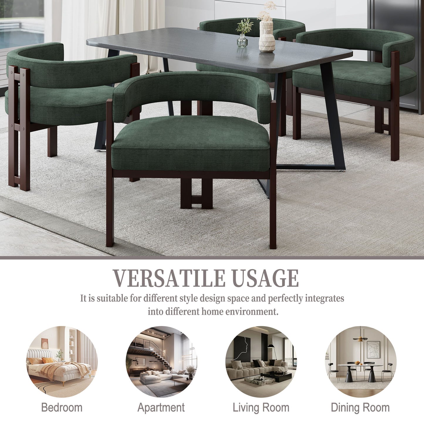 Modern Accent Chair Teddy Upholstered Armchair With Open Back 3 Legs Barrel Dining Chair Comfy Side Chair (Set of 2) - Emerald