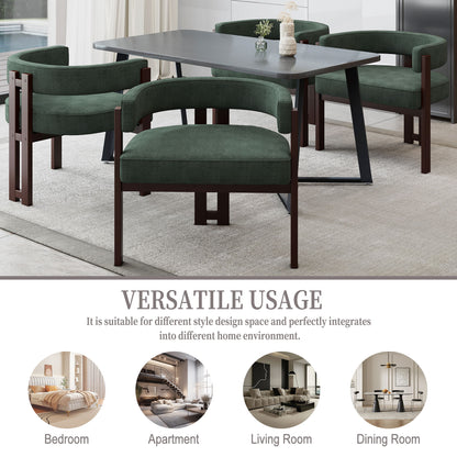 Modern Accent Chair Teddy Upholstered Armchair With Open Back 3 Legs Barrel Dining Chair Comfy Side Chair (Set of 2) - Emerald
