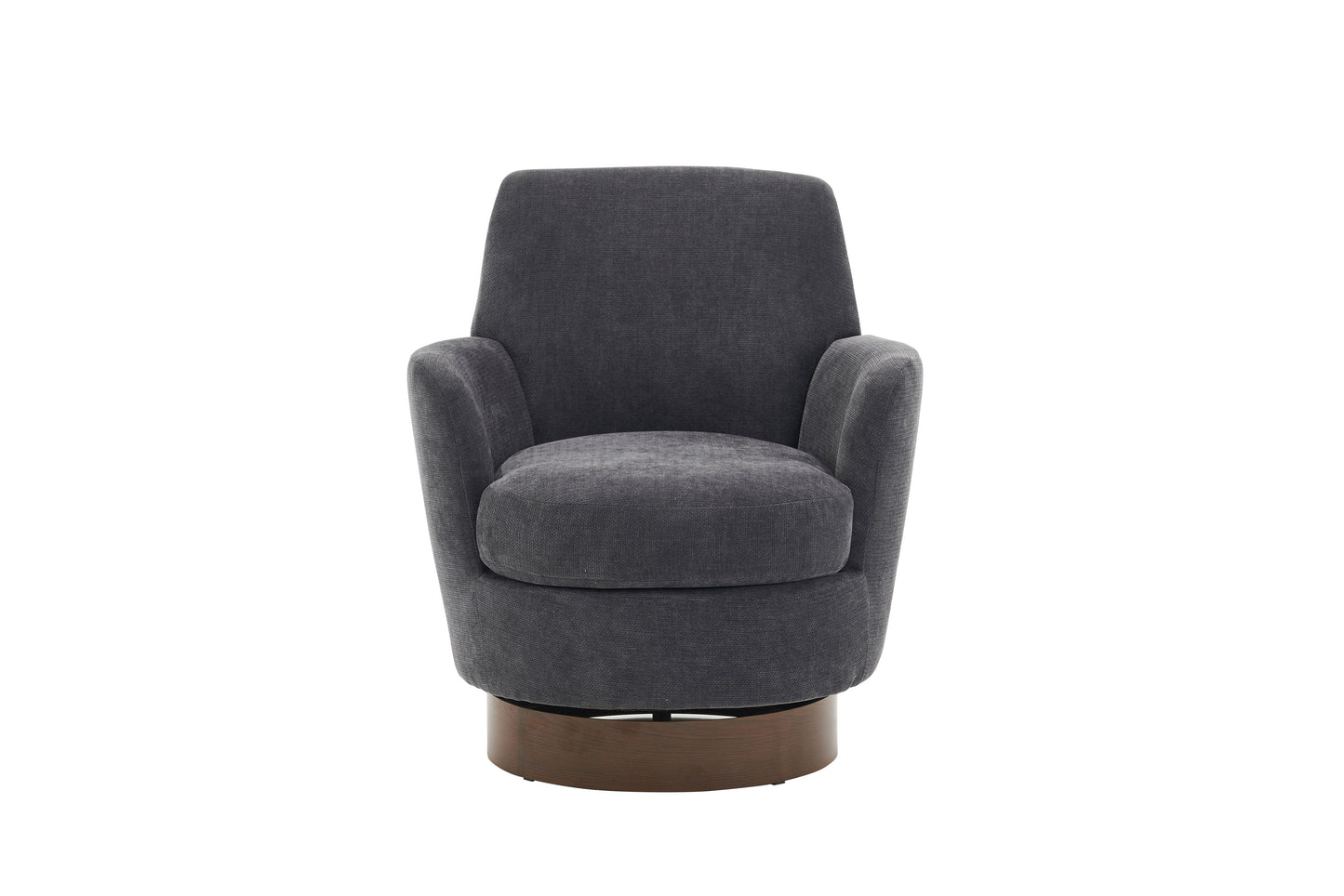 Swivel Barrel Chair, Swivel Accent Chairs Armchair For Living Room, Reading Chairs For Bedroom Comfy, Round Barrel Chairs With Gold Stainless Steel Base - Dark Gray