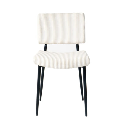 Modern Dining Chair Fabric Upholstered Chairs With Black Metal Legs For Home And Bedroom (Set of 2) - Beige