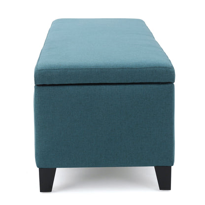Storage Ottoman Bench With Polyester Upholstery And Wood Frame - Teal