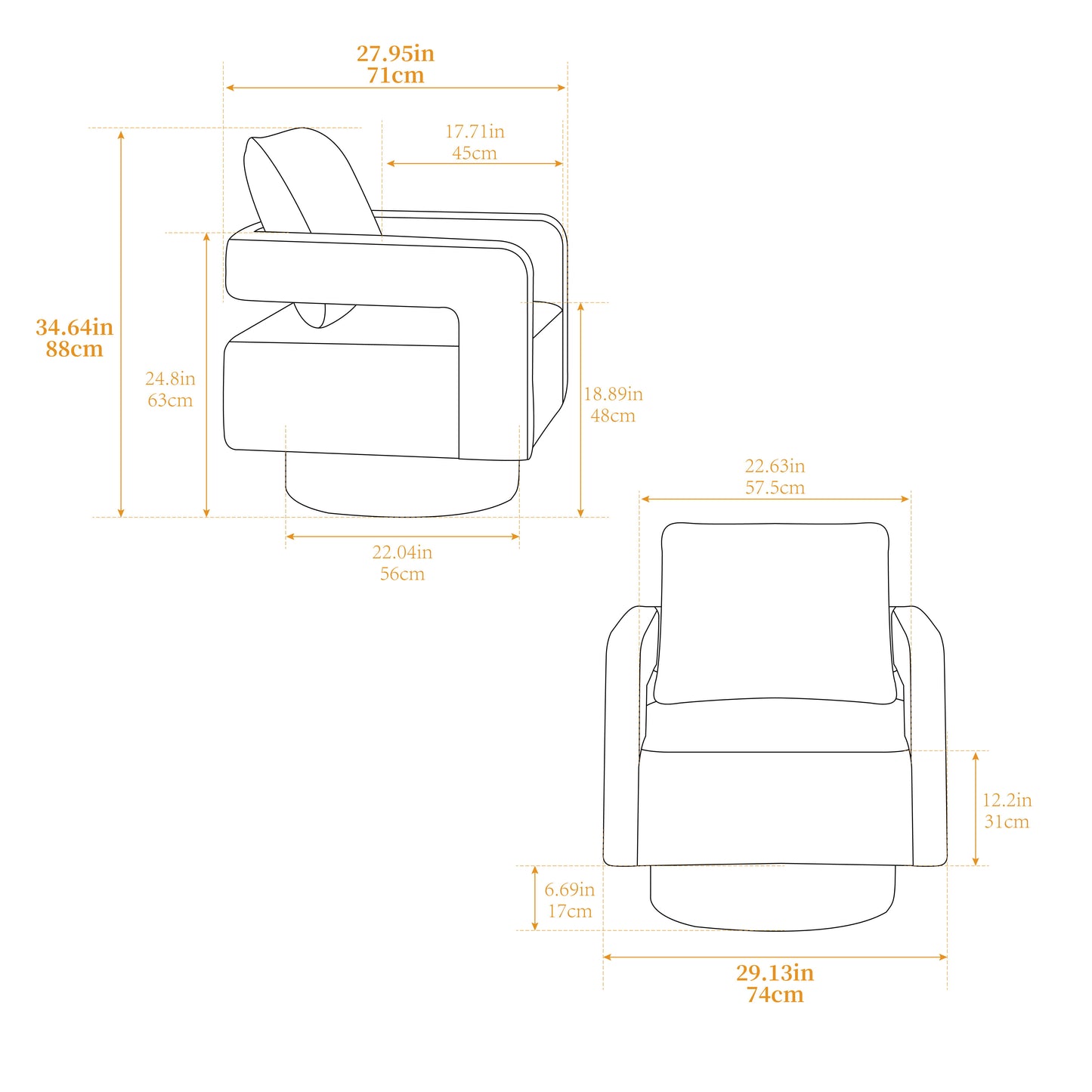 Square Swivel Accent Chair, Modern Rotating Arm Chair With Open Back, 360 Degree Rotation, Lounge Club Chair With Removable Back Cushion For Living Room, Hotel, Bed Room - Beige