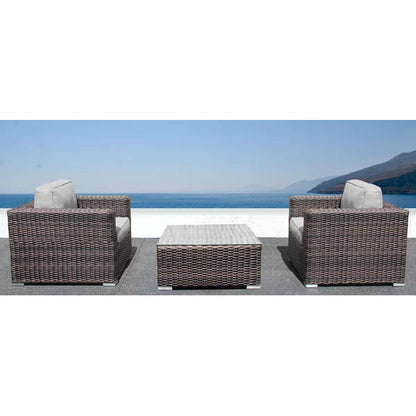 2 Person Seating Set With Cushions - Dark Brown / Gray