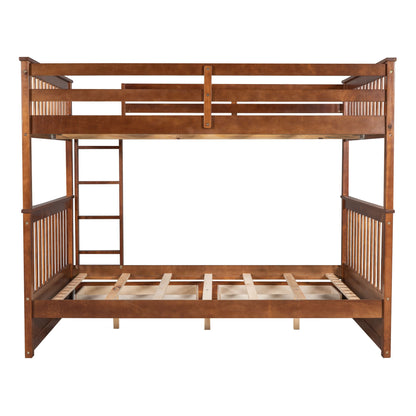 Full Over Full Bunk Bed With Ladders And 2 Storage Drawers - Walnut