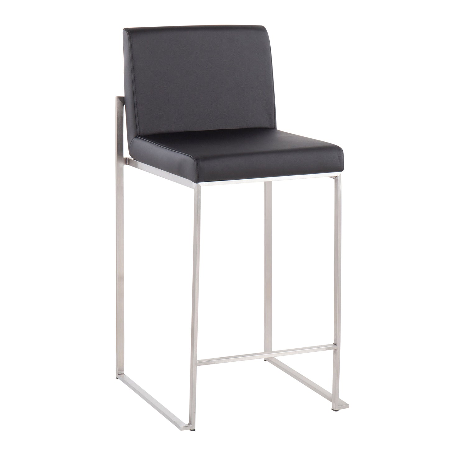 Fuji - Contemporary, High Back Barstool (Set of 3) - Black