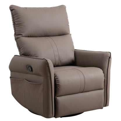 Rocking Recliner Chair, 360 Degree Swivel Nursery Rocking Chair, Glider Chair, Modern Small Rocking Swivel Recliner Chair For Bedroom, Living Room Chair Home Theater Seat, Side Pocket - Brown
