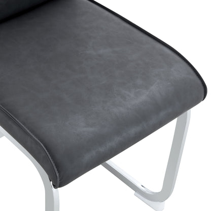 Luxury Simple Arch Chair Set Of 4 High Resilience Dining Chair - Dark Gray / Silver