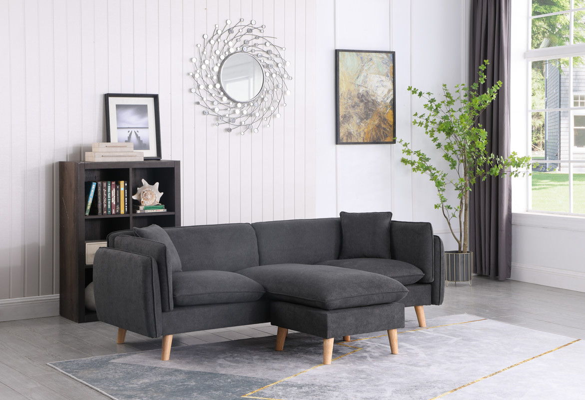 Brayden - Fabric Sectional Sofa Chaise - Dark Gray