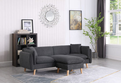 Brayden - Fabric Sectional Sofa Chaise - Dark Gray