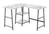 Computer Desk, Home Office, Corner, Storage Shelves, L-Shape, Work, Laptop, Marble Look Laminate, Contemporary, Modern - White