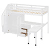 Twin Size Loft Bed With Stairs, Bookshelf, Drawers, Desk & Wardrobe, Space Saving Multifunctional Furniture - White