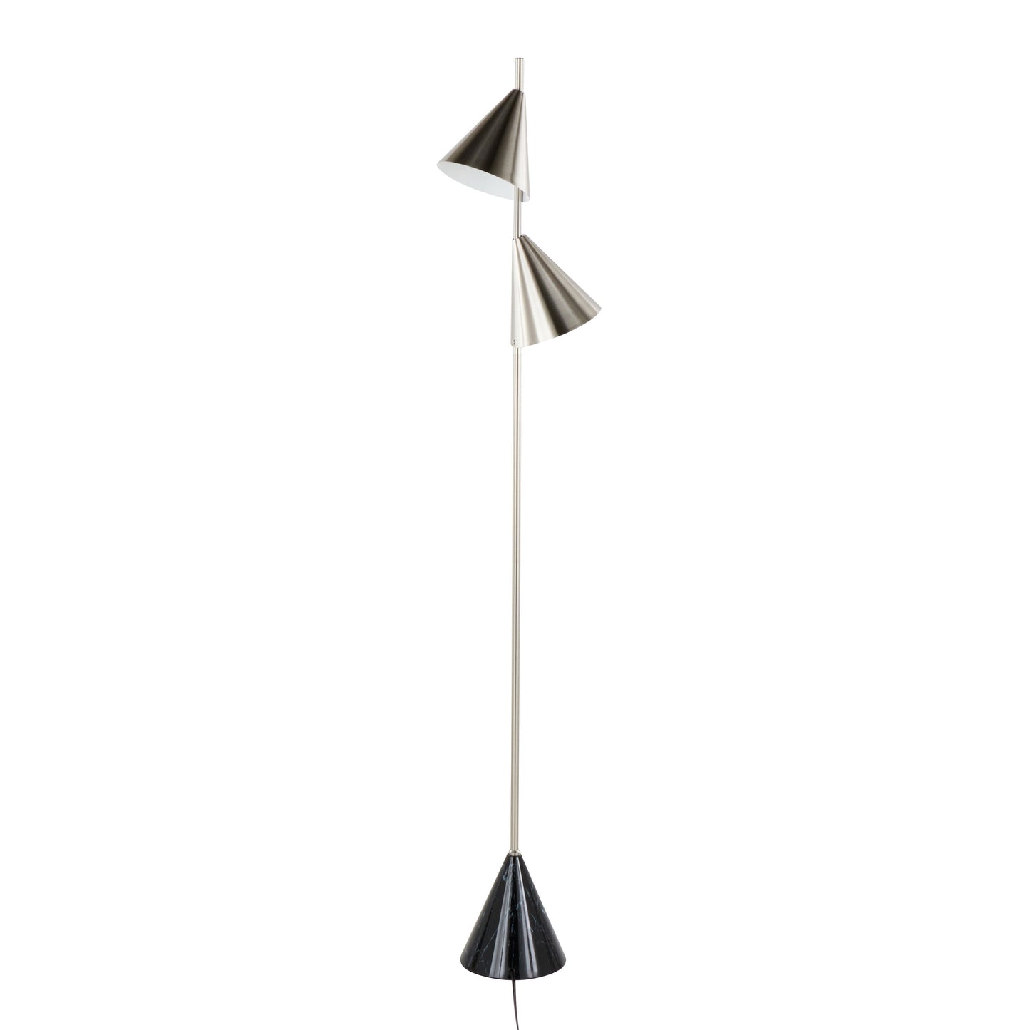 Cone - Contemporary Floor Lamp - Plated Nickel / Black