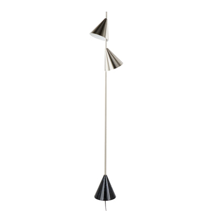 Cone - Contemporary Floor Lamp - Plated Nickel / Black
