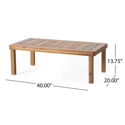 Acacia Wood Loveseat And Coffee Table Set With Cushions - Brown