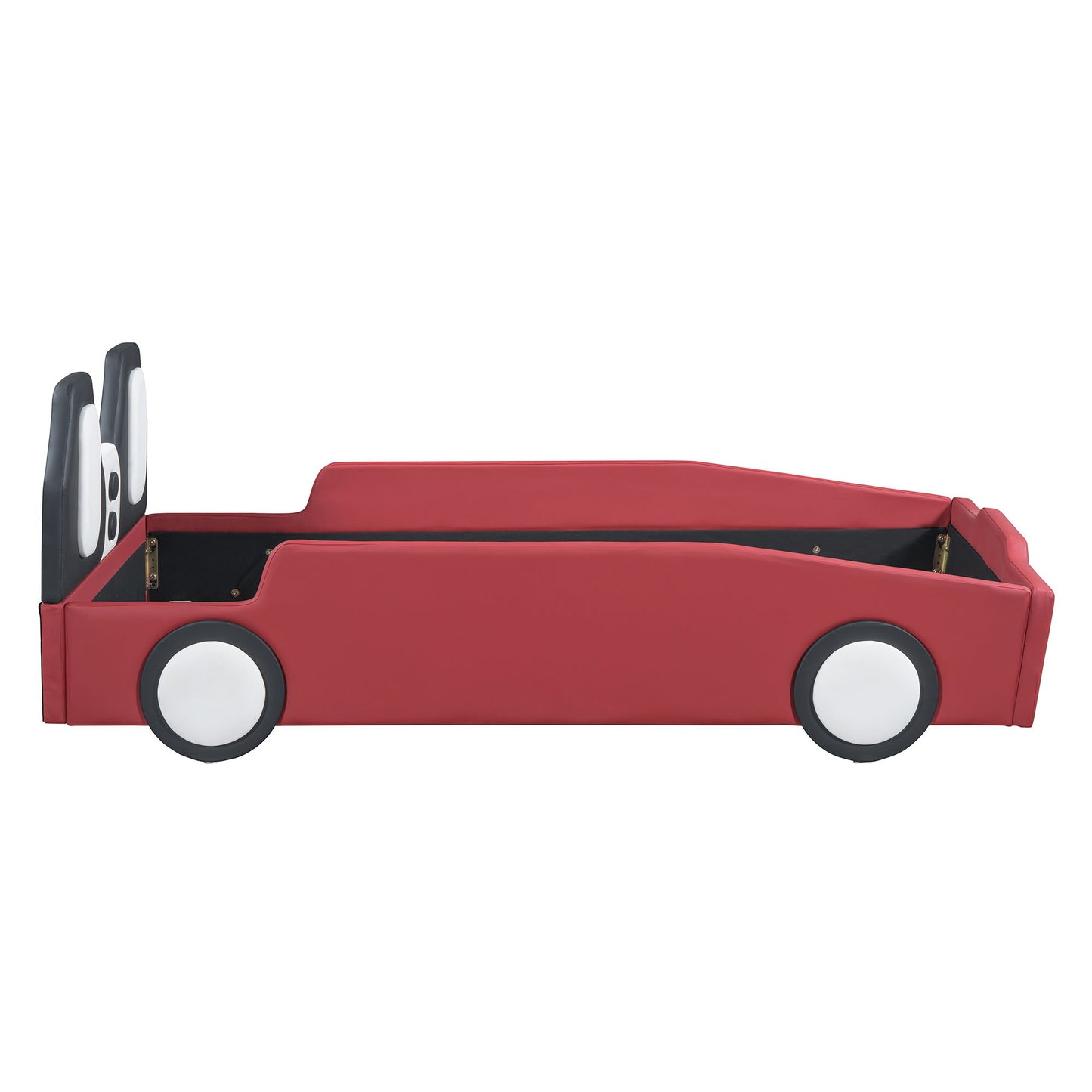 Twin Size Race Car Shaped, Platform Bed & Wheels - Red