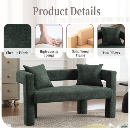 Modern Loveseat Sofa, Comfy Upholstered 2 Seater - Emerald